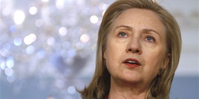 Secretary of State Hillary Clinton speaks at the State Department in Washington Feb. 22.