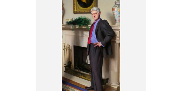Shown here is the portrait of President Clinton painted by Nelson Shanks.