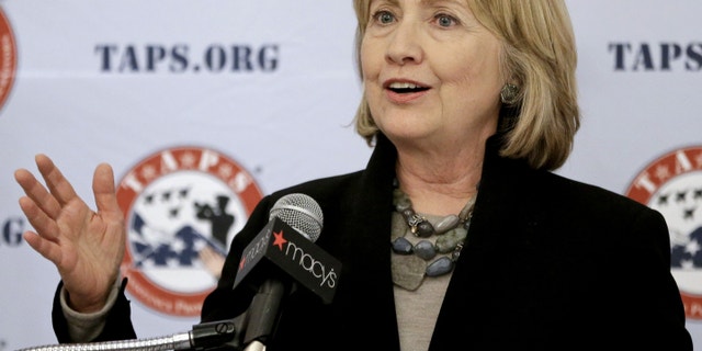 Oct. 1, 2014: Former U.S. Secretary of State Hillary Rodham Clinton speaks before receiving a Lifetime Service Award from TAPS.