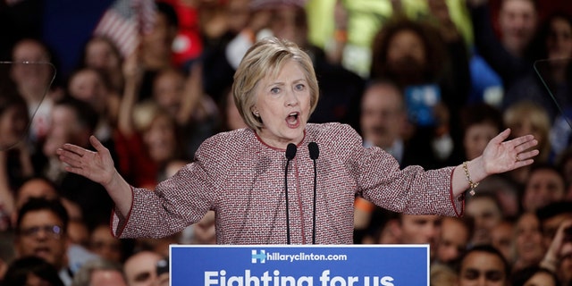 Democratic presidential candidate Hillary Clinton speaks at her New York presidential primary night rally in the Manhattan borough of New York City, U.S., April 19, 2016.