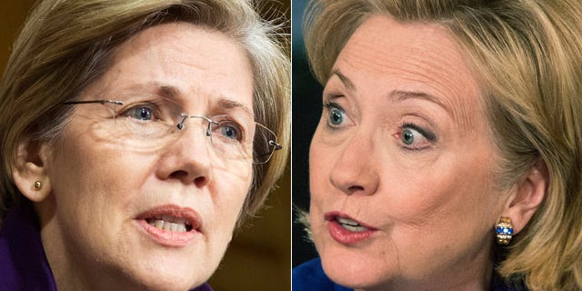 Sen. Elizabeth Warren, left, and Hillary Clinton.