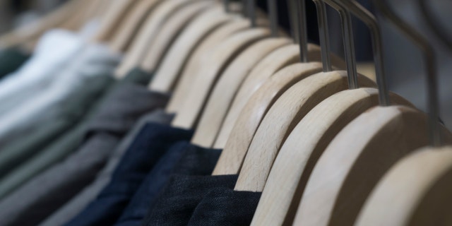 hangers in fashion clothes shop