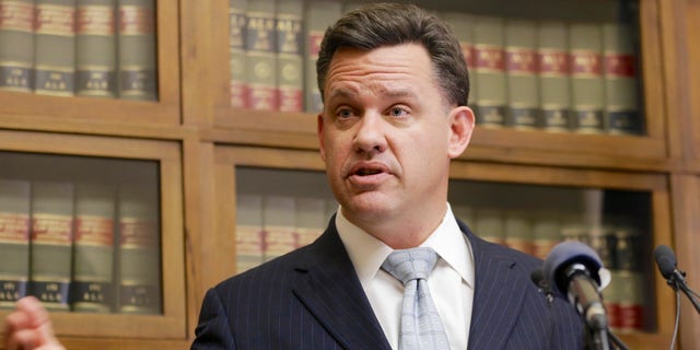 Dec. 18, 2014: Nebraska Attorney General Jon Bruning speaks at a news conference in Lincoln, Neb.