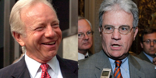 Sens. Joe Lieberman, D-Conn., left, and Tom Coburn, R-Okla.
