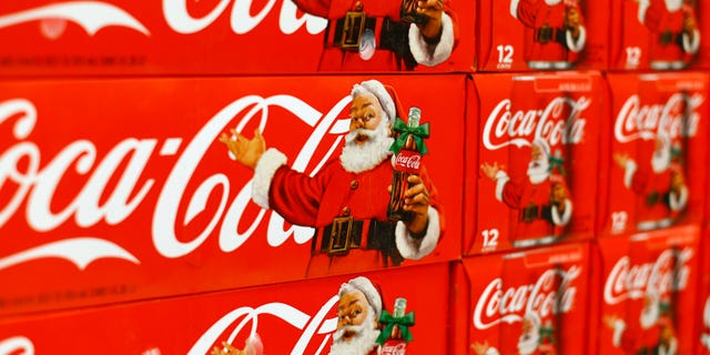 Nov. 17, 2014: Cases of Christmas branded Coca-Cola are shown for sale inside a Target retail department store in San Diego, California.