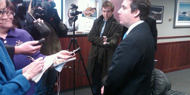 Michael Cohen talks to reporters in Des Moines, Iowa Monday, March 7, 2011 (Fox News Photo)
