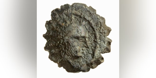 The ancient coin found at Jerusalem's Tower of David (Tower of David Museum).