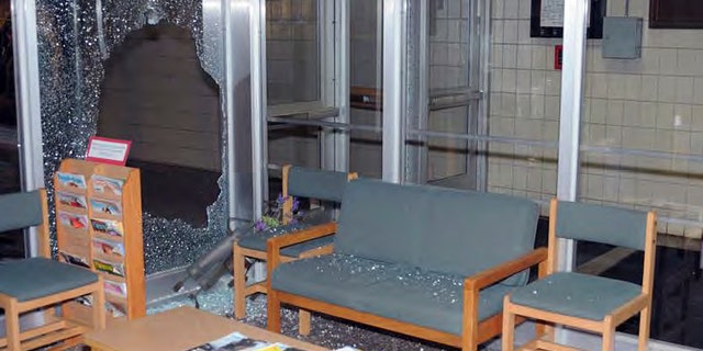 The entrance to Sandy Hook Elementary School in Newtown, Conn. on December 14, 2012.