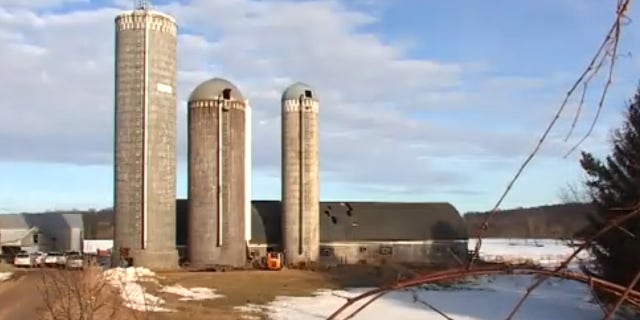 The collapse in the grain silo at the dairy farm in Hillsdale, Wisconsin happened Saturday.