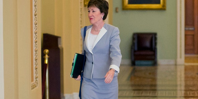 Sept. 8, 2015: Sen. Susan Collins, R-Maine, walks to the Senate floor at the Capitol in Washington. (AP)