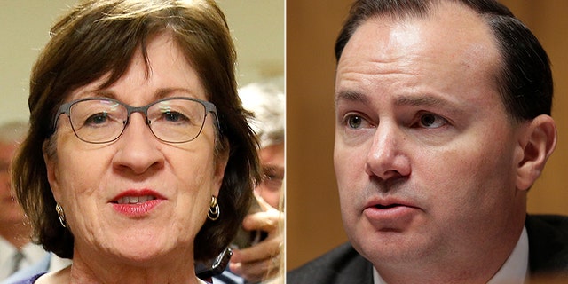 Republican Sens. Susan Collins, left, and Mike Lee, right, flipped from 'no' to 'yes' votes on the GOP tax plan on Monday.