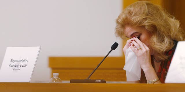 Feb. 6, 2015: Colorado Rep. Kathleen Conti, R-Littleton, reacts to testimony during a Colorado legislative hearing on a proposal that would give dying patients the option to seek help ending their lives.