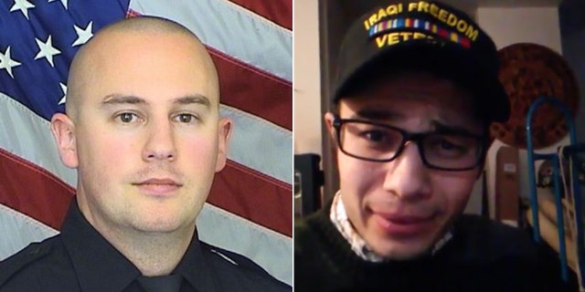 Deputy Zackari Parrish, 29, (left) was killed after Matthew Riehl, 37, (right) fired more than 100 rounds from his apartment.