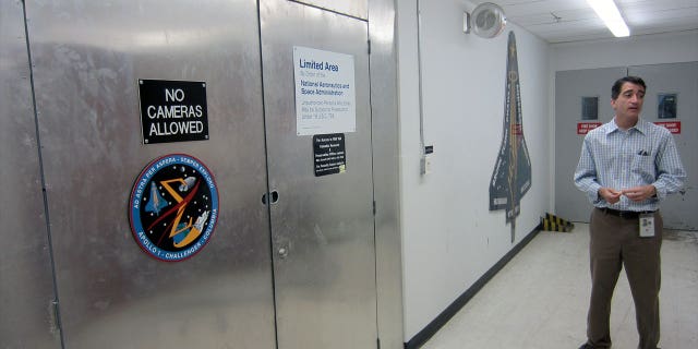 Michael Ciannilli, manager of NASA's Apollo, Challenger, Columbia Lessons Learned Program, at the Columbia Preservation Office on the 16th floor of the Vehicle Assembly Building at Kennedy Space Center in Florida.