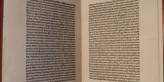 This undated image shows a detail from a letter written in 1493 by Italian explorer Christopher Columbus.