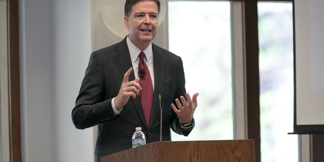 FBI Director James Comey gives the keynote speech at the Intelligence in Defense of the Homeland symposium at the University of Texas at Austin on Thursday, March 23, 2017.