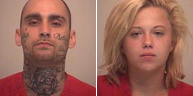 Mug shots of accused bank robbers John Mogan and Ashley Duboe. (Pickaway County Sheriff's Office)