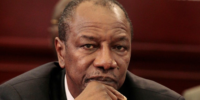 July 1, 2011: Guinean President Alpha Conde looks on during the closing session of the 17th African Union Summit, at Sipopo Conference Center, outside Malabo, Equatorial Guinea. Guinea's democratically elected president survived an assassination attempt early Tuesday when gunmen descended on his home, an attack that throws into doubt the political stability of this country with a history of coups and military rule.