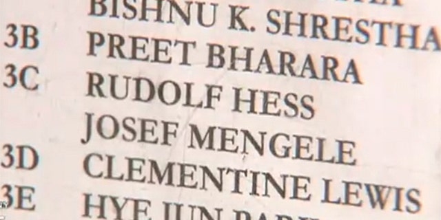 Names on NYC building's directory include Nazi's Josef Mengele and Rudolf Hess.