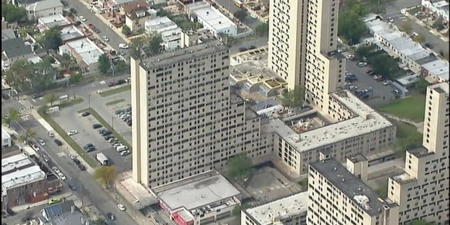 This undated photo shows the Bay Park apartment complex, where a six-week-old baby was killed when her mother accidentally pushed her stroller down an empty elevator shaft Thursday, Oct. 13