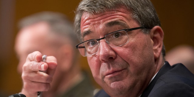April 27, 2016: Defense Secretary Ash Carter, testifies on Capitol Hill in Washington before a Senate Defense subcommittee hearing to review the fiscal 2017 Defense Department budget request.
