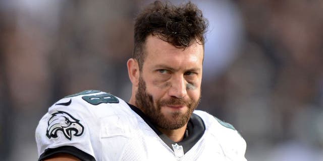 Nov 3, 2013; Oakland, CA, USA; Philadelphia Eagles linebacker Connor Barwin (98) during the game against the Oakland Raiders at O.co Coliseum. The Eagles defeated the Raiders 49-20. Mandatory Credit: Kirby Lee-USA TODAY Sports