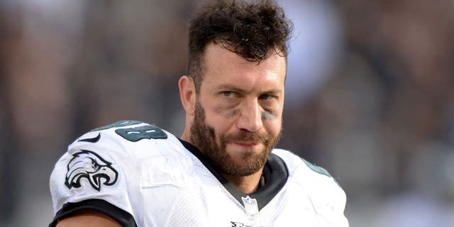 Nov 3, 2013; Oakland, CA, USA; Philadelphia Eagles linebacker Connor Barwin (98) during the game against the Oakland Raiders at O.co Coliseum. The Eagles defeated the Raiders 49-20. Mandatory Credit: Kirby Lee-USA TODAY Sports