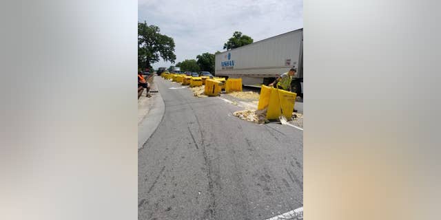 Cookie dough fell out of a truck traveling in North Carolina on this week, according to local media.