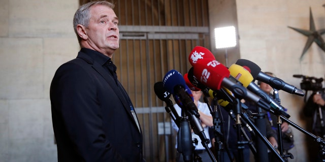 Copenhagen police homicide chief Jens Moeller speaks at a press conference.