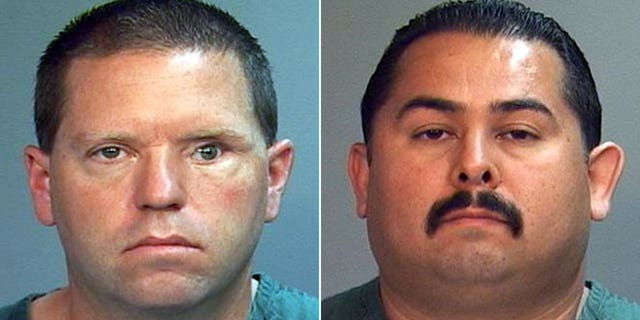 This combo made from file photos provided by the Orange County District Attorney's office shows Fullerton Police Officers Jay Cicinelli, left, and Manuel Ramos.