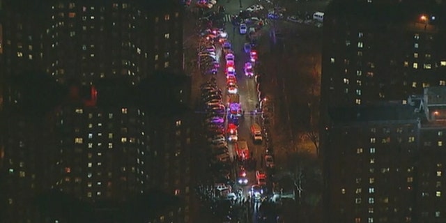 Two New York Police Department officers were shot in a public housing complex Thursday night.