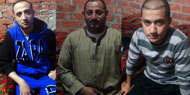 Amgad Makar Zaki, Atef Nadi Habib and Sherif Tawwad Hakim, told MidEast Christian News they were tortured in Libya. (Courtesy: MCN)