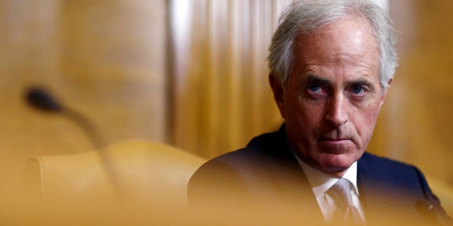 Sen. Bob Corker, R-Tenn., attends the Senate Budget Committee markup of the FY2018 Budget reconciliation legislation on Capitol Hill in Washington, U.S., Nov. 28, 2017.