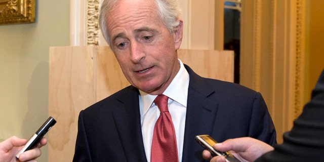 FILE: Oct. 20, 2015: Senate Foreign Relations Committee Chairman Sen. Bob Corker, R-Tenn., talks with reporters on Capitol Hill in Washington. (AP)