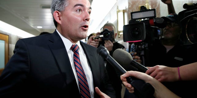 U.S. Sen. Cory Gardner, R-Colo., addresses reporters, Jan. 22, 2018.