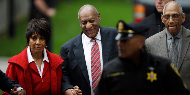 Bill Cosby arrives with actress Sheila Frazier, left, and Frazier's husband John Atchison, a celebrity hairstylist, for his sexual assault trial at the Montgomery County Courthouse in Norristown, Pa., Wednesday, June 7, 2017. Cosby and Frazier were on screen together in the 1978 comedy "California Suite." Atchison's client roster includes Cosby and his wife, Camille.