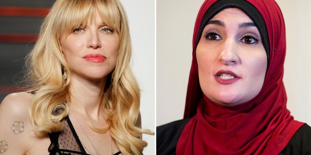 Courtney Love (left) and pro-Palestinian activist Linda Sarsour.