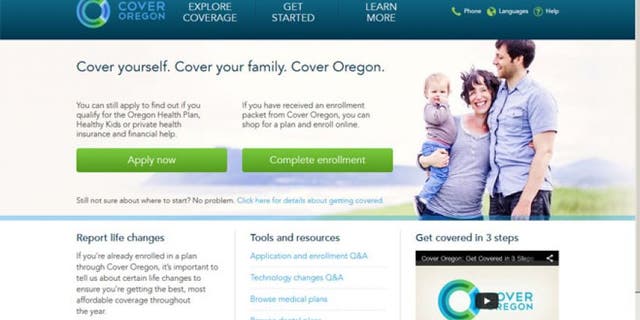 May 5, 2014: Screen grab from Cover Oregon's website.
