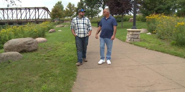 Nathan Boos (left) and Bob Degaro (right) recently discovered they were not just friends at work, but father and son.