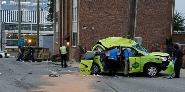 The taxi cab driven by Hizkias Woldegabrie, 55, who died in the Oct. 11 crash.