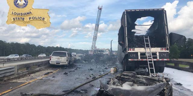 Four people were killed in a crash on a Louisiana interstate involving an 18-wheel hauling avocados, police said.