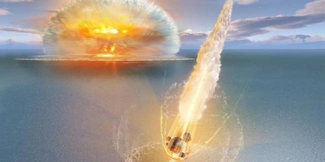 An artist's depiction of the dual meteor strike.
