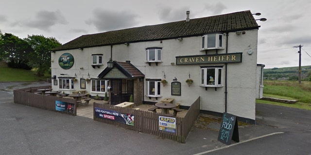 The landlord of the Craven Heifer, in Darwen, Lancashire, says the staff was "a little bit scared" when they saw the car driving toward the building.