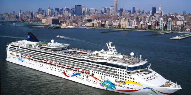 NEW YORK: In this undated image provided by the Norwegian Cruise Line, luxury liner, The Norwegian Dawn, is shown on the Hudson River near New York City. The Republican National Convention may be held on the ship when docked at a New York City port instead of in New York City when the convention comes to town from August 30 through to September 2, 2004. The decision on where to hold the convention will be made by House Majority Leader Tom DeLay. The Norwegian Dawn is a 2,240 passenger capacity luxury cruise liner with approximately 15 decks as well as 14 bars. (Photo by Norwegian Cruise Line via Getty Images)
