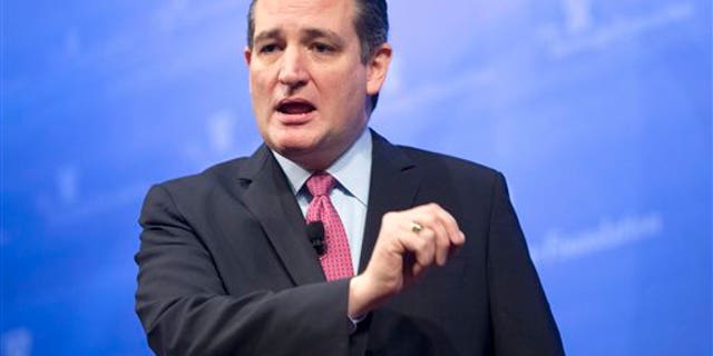 Republican presidential candidate Sen. Ted Cruz, R-Texas speaks at the Heritage Foundation in Washington, Thursday, Dec. 10, 2015. (AP Photo/Pablo Martinez Monsivais)