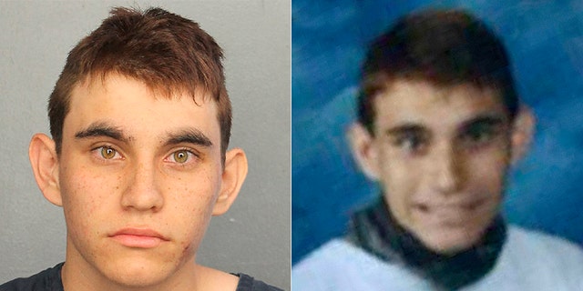 Nikolas Cruz was booked into Broward County Jail on 17 counts of premeditated murder. On the right is his yearbook picture.
