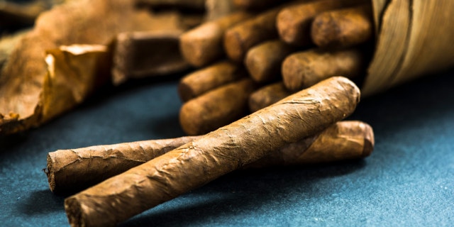 Cuban cigars in traditional artisan palm leafs box