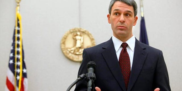FILE: In this Dec. 13, 2010 photo, Virginia Attorney General Kenneth Cuccinelli speaks about the ruling from U.S. District Judge Henry E. Hudson, who decided in favor of the attorney general's claim that the individual mandate in the health care law is unconstitutional.
