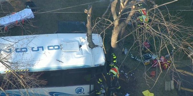 A school bus and a passenger bus were involved in a serious accident on Route 9 in Old Bridge, N.J.