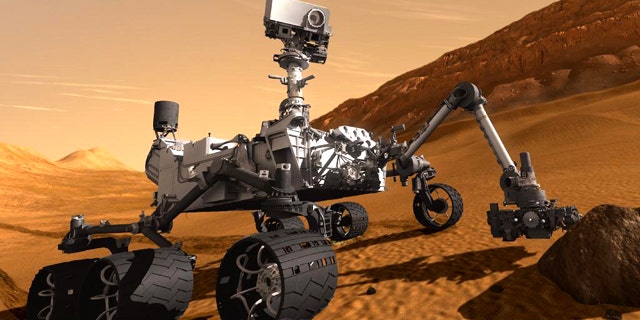 This artist's concept features NASA's Mars Science Laboratory Curiosity rover, a mobile robot for investigating Mars' past or present ability to sustain microbial life. Curiosity is slated to launch toward the Red Planet on Nov. 26, 2011.